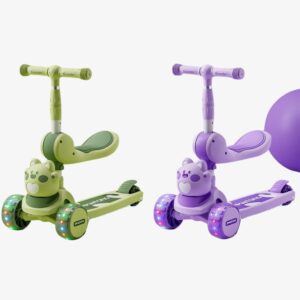 2-in-1 Sit-to-Stand – Cute Cartoon Scooter with Lights & Music